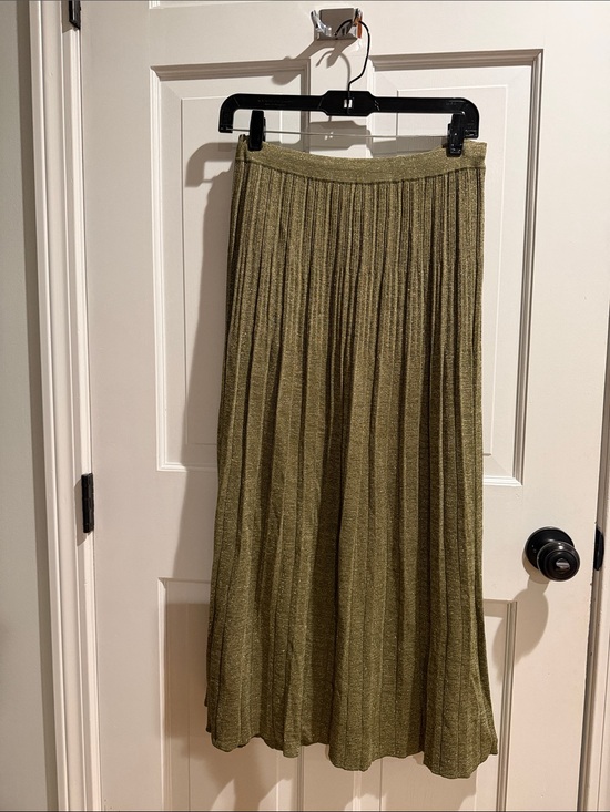 Zimmermann Dresses & Skirts - Zimmermann Olive Green Metallic Pleated Midi Skirt